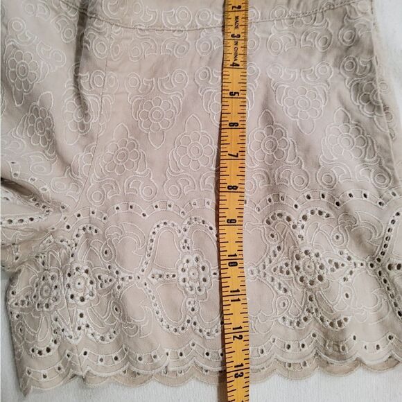 Anthropologie Elevenses Linen Blend Embroidered Shorts Size 6 - Picture 12 of 13